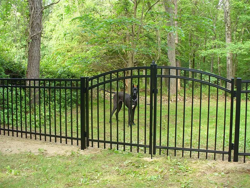 Fence Styles universal black aluminum gate gradual arch Installation Western MA